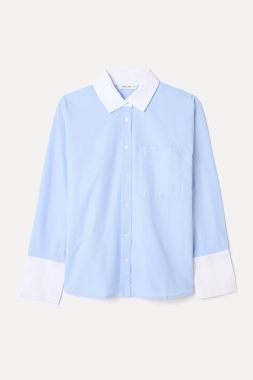 RENK DETAYLI UZUN KOLLU GÖMLEK