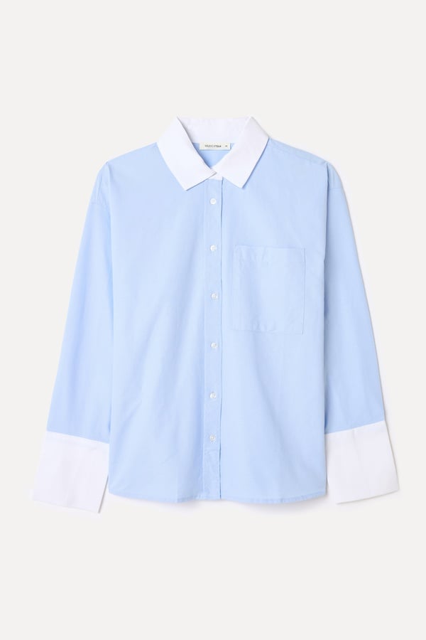 RENK DETAYLI UZUN KOLLU GÖMLEK