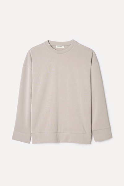 Mudo Kadın Taş Rengi Loose Fit Bisiklet Yaka Sweatshirt