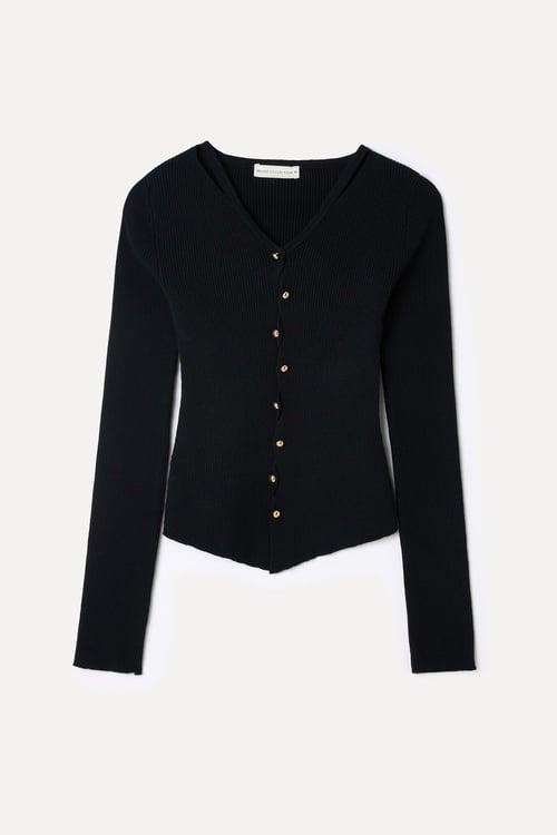  DÜĞME DETAYLI V YAKA TRİKO HIRKA