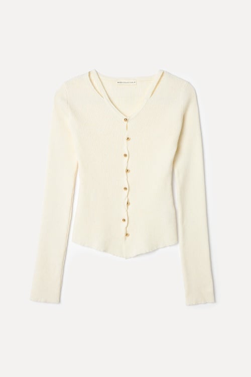  DÜĞME DETAYLI V YAKA TRİKO HIRKA