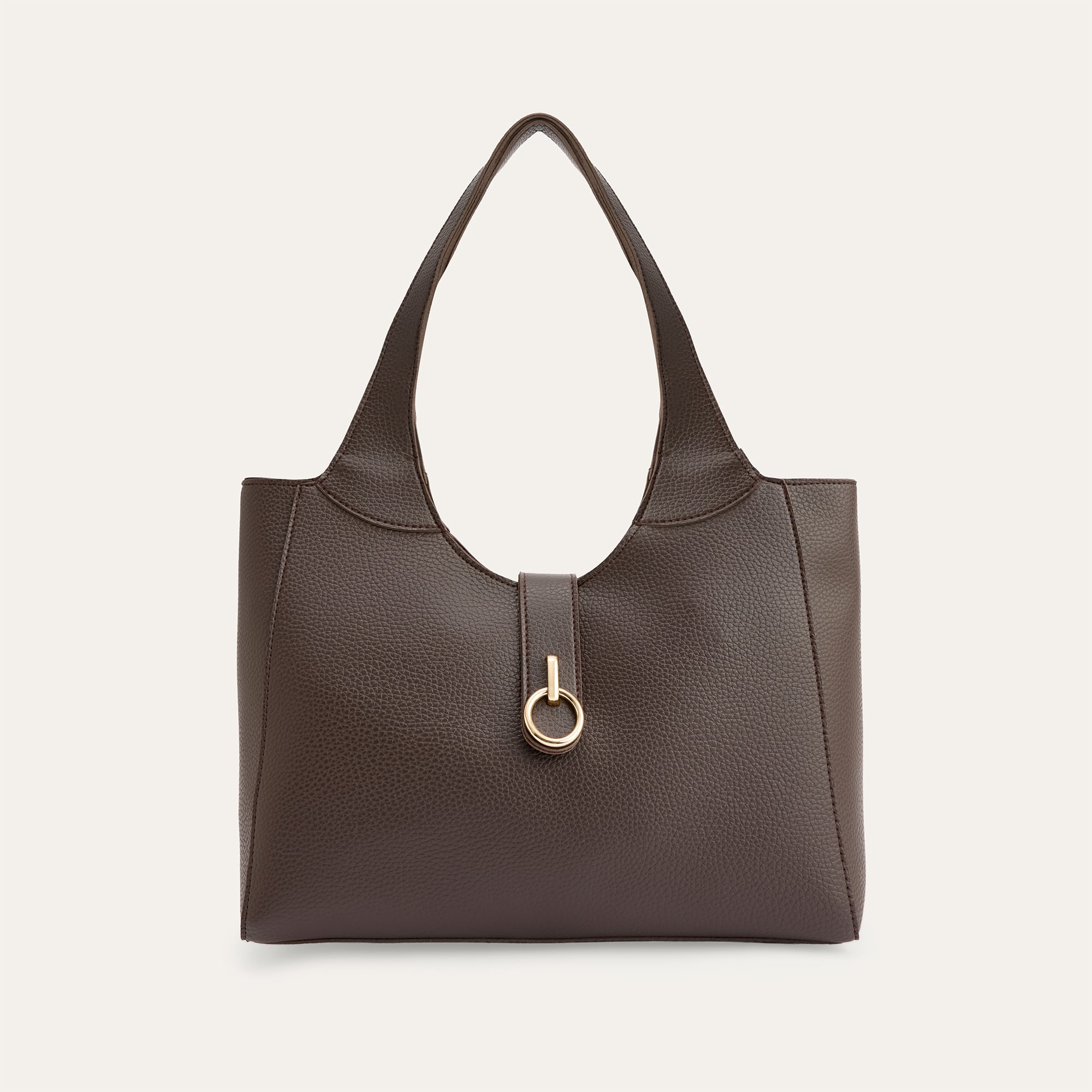 DERİ GÖRÜNÜMLÜ TOKALI EL ÇANTASI