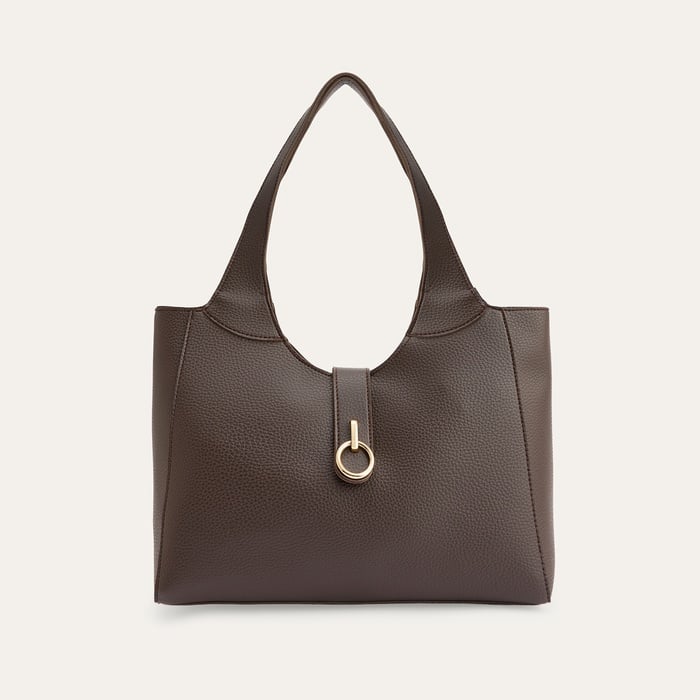 DERİ GÖRÜNÜMLÜ TOKALI EL ÇANTASI