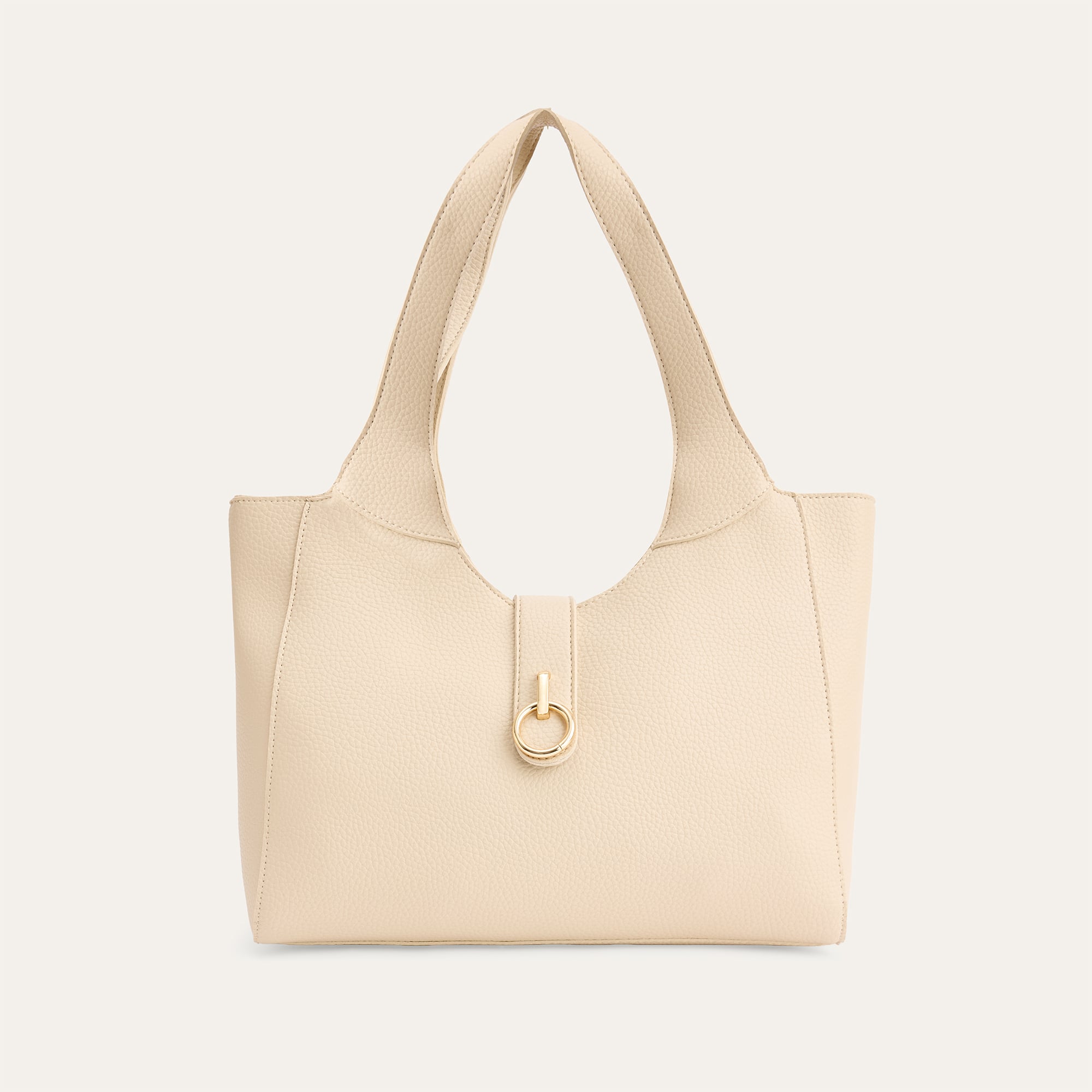 DERİ GÖRÜNÜMLÜ TOKALI EL ÇANTASI