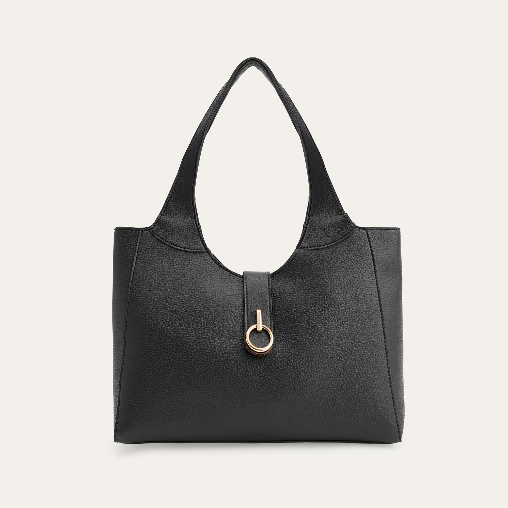 DERİ GÖRÜNÜMLÜ TOKALI EL ÇANTASI