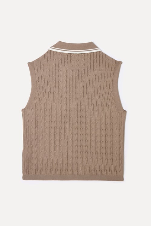 POLO YAKA KOLSUZ CROP TRİKO KAZAK