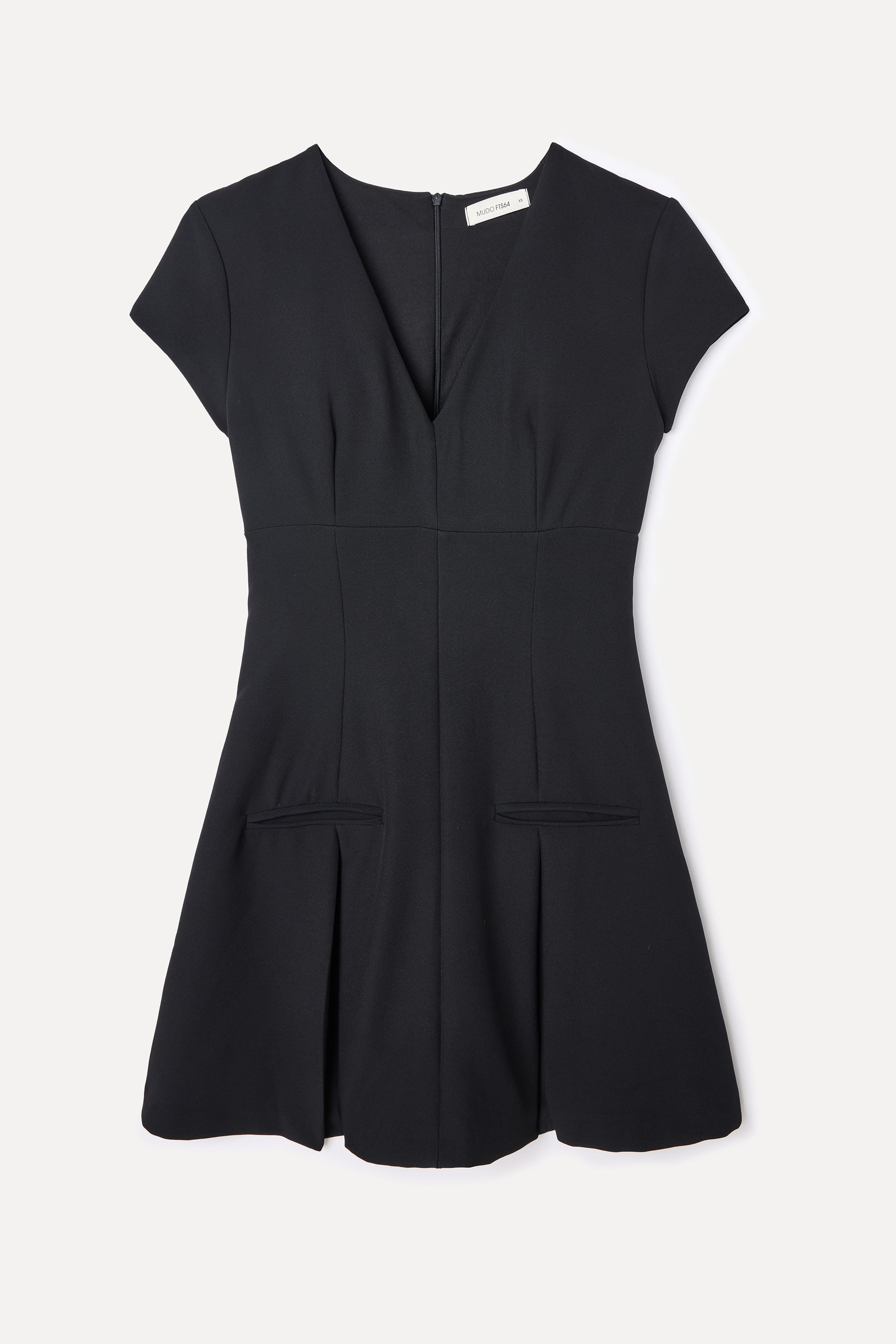 V YAKA PİLELİ MİNİ ELBİSE