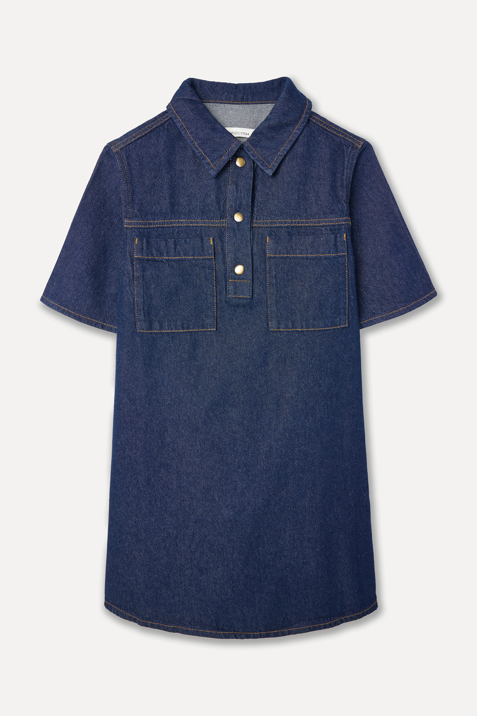 DÜZ KESİM GÖMLEK YAKA MİNİ JEAN ELBİSE