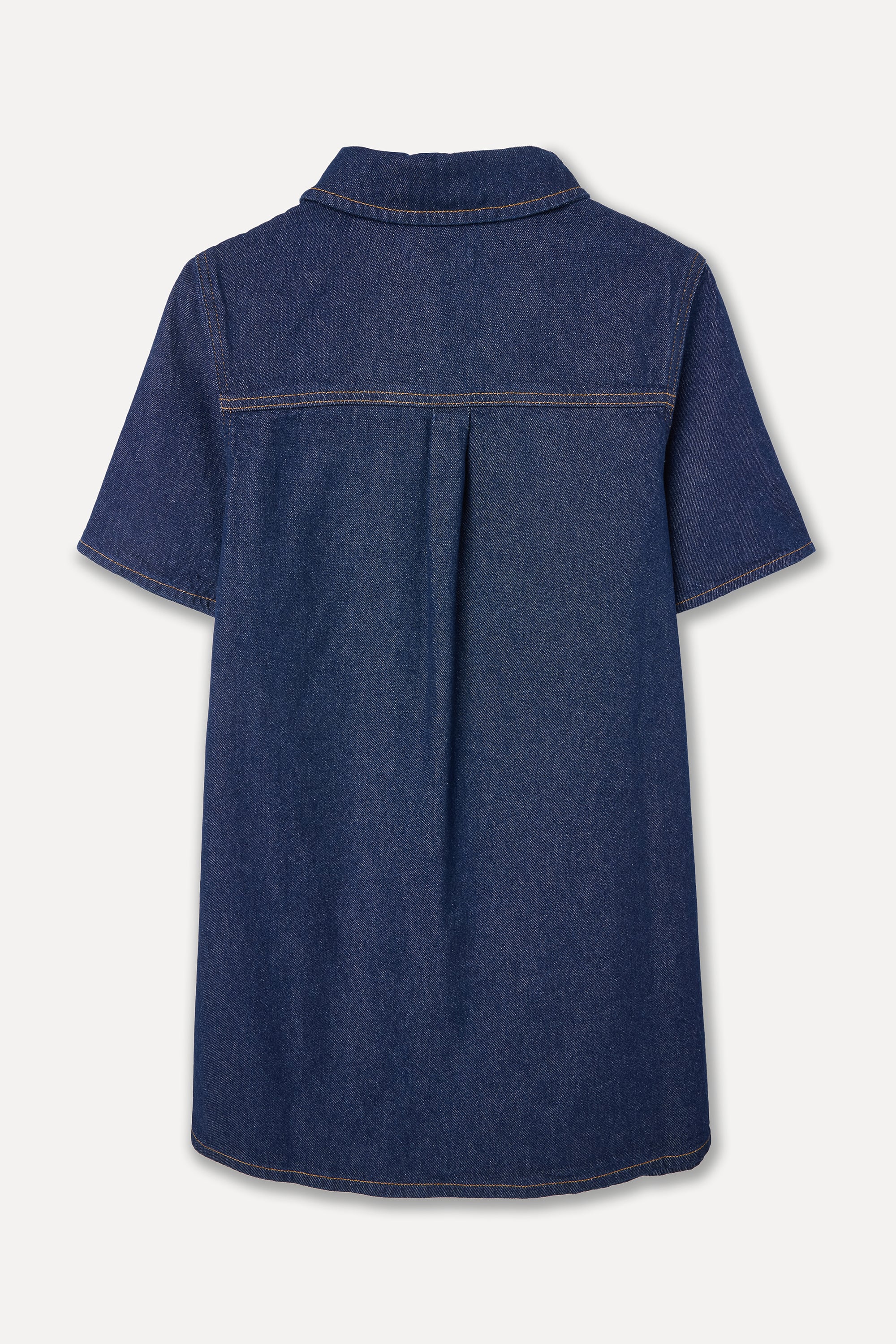 DÜZ KESİM GÖMLEK YAKA MİNİ JEAN ELBİSE