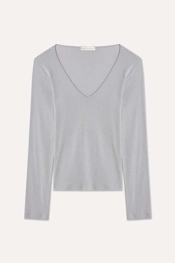 V YAKA UZUN KOLLU T-SHIRT