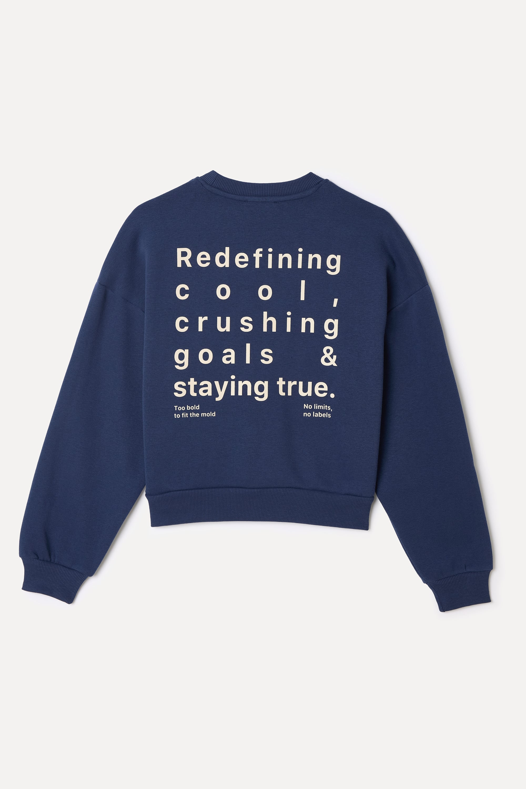 BASKILI BİSİKLET YAKA CROP SWEATSHIRT