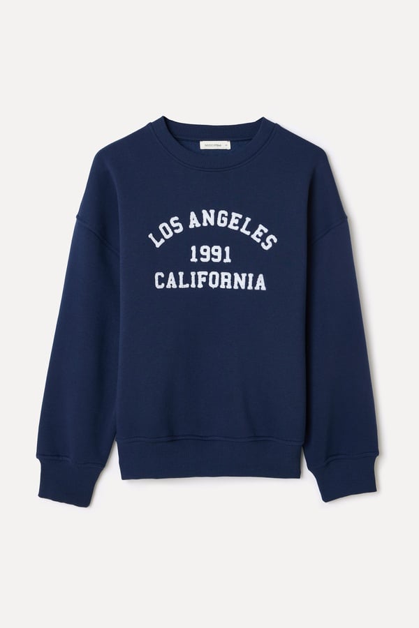 BİSİKLET YAKA NAKIŞLI OVERSIZE SWEATSHIRT