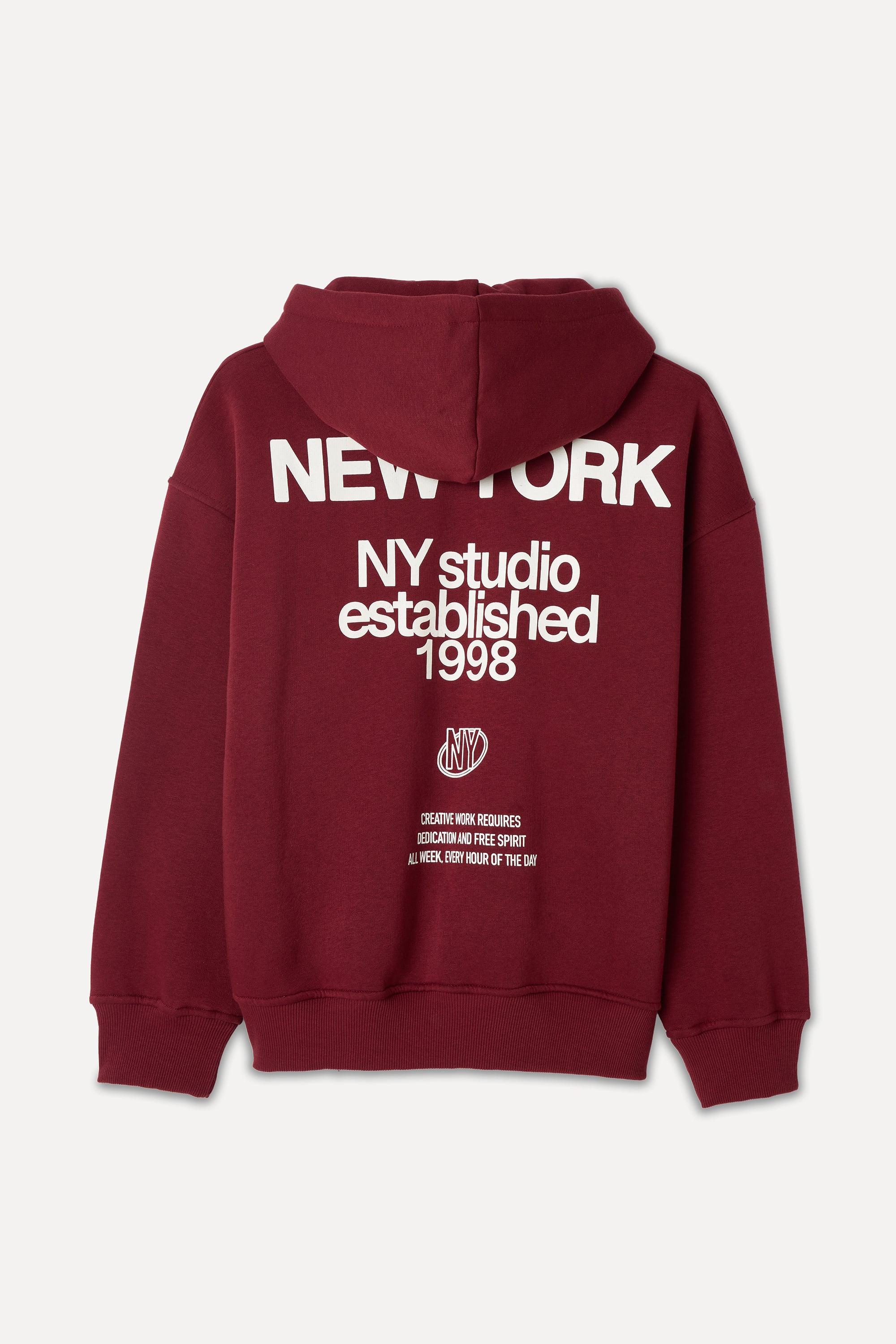 BASKILI KAPÜŞONLU OVERSIZE SWEATSHIRT