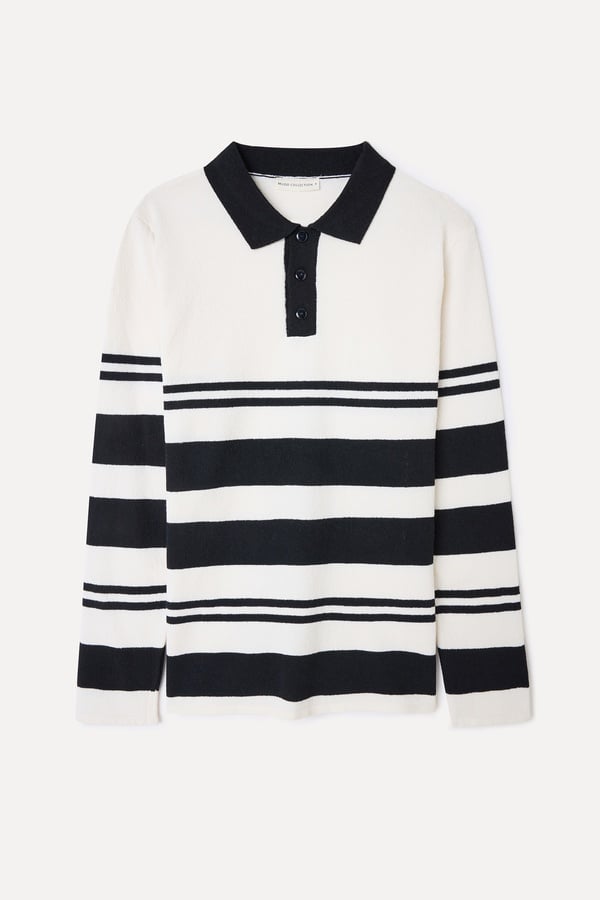 ÇİZGİLİ POLO YAKA KAZAK