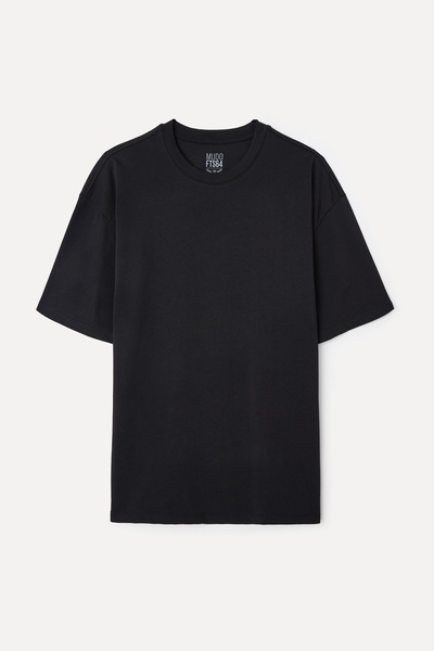 Mudo Erkek Siyah Loose Fit Bisiklet Yaka T-Shirt