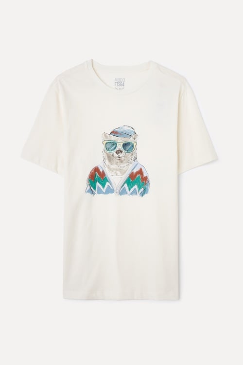 BASKILI BİSİKLET YAKA T-SHIRT