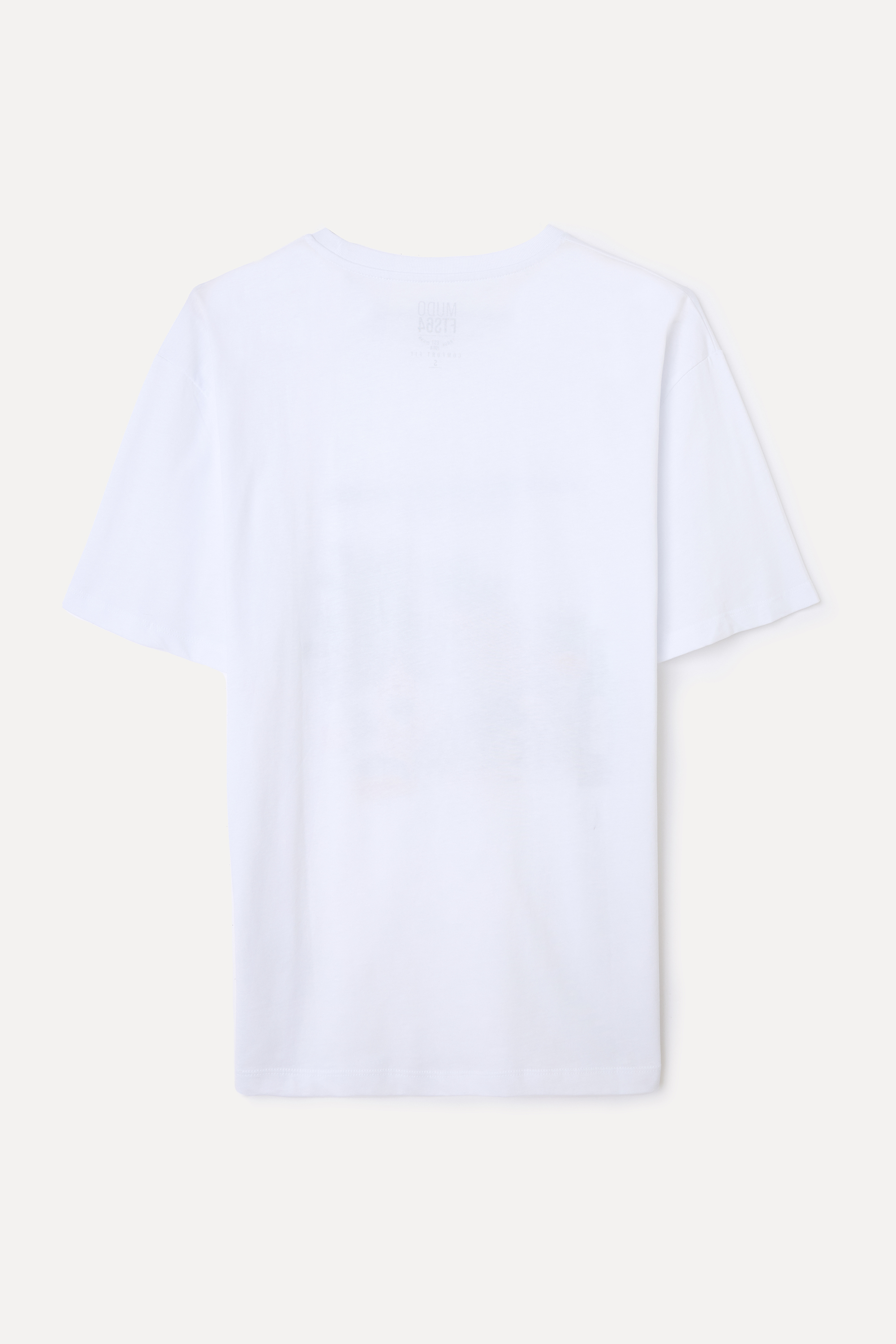 COMFORT FIT BASKILI BİSİKLET YAKA T-SHIRT