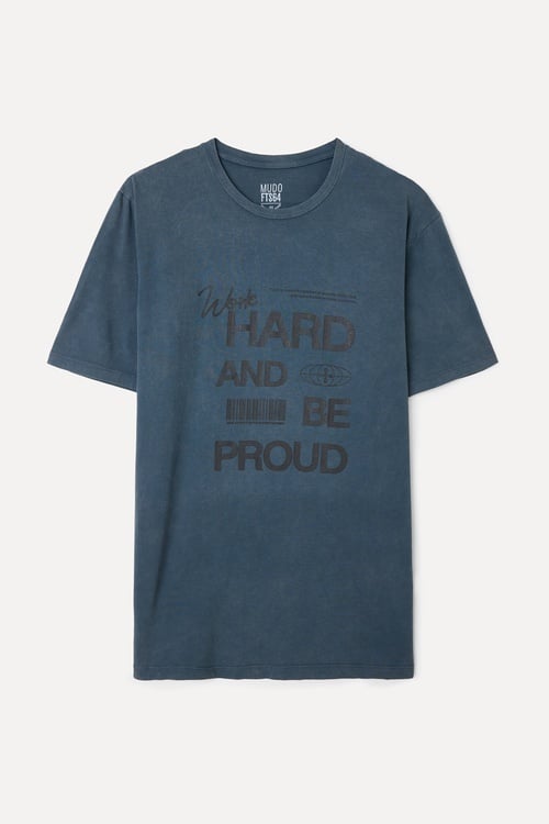 BASKILI BİSİKLET YAKA T-SHIRT