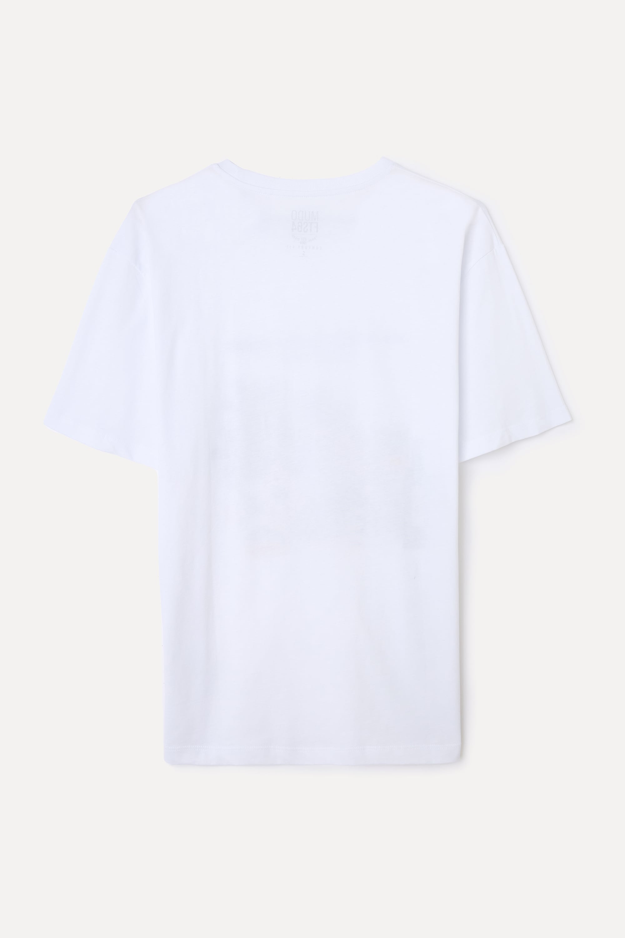 COMFORT FIT BASKILI BİSİKLET YAKA T-SHIRT