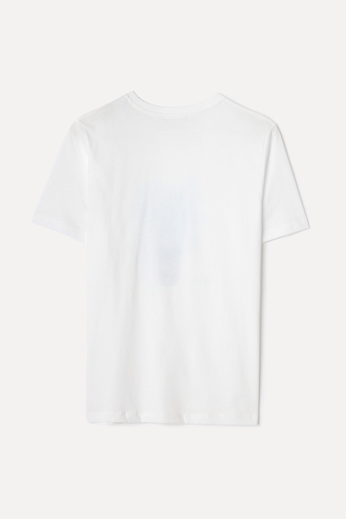  FLORAL BASKILI BİSİKLET YAKA T-SHIRT