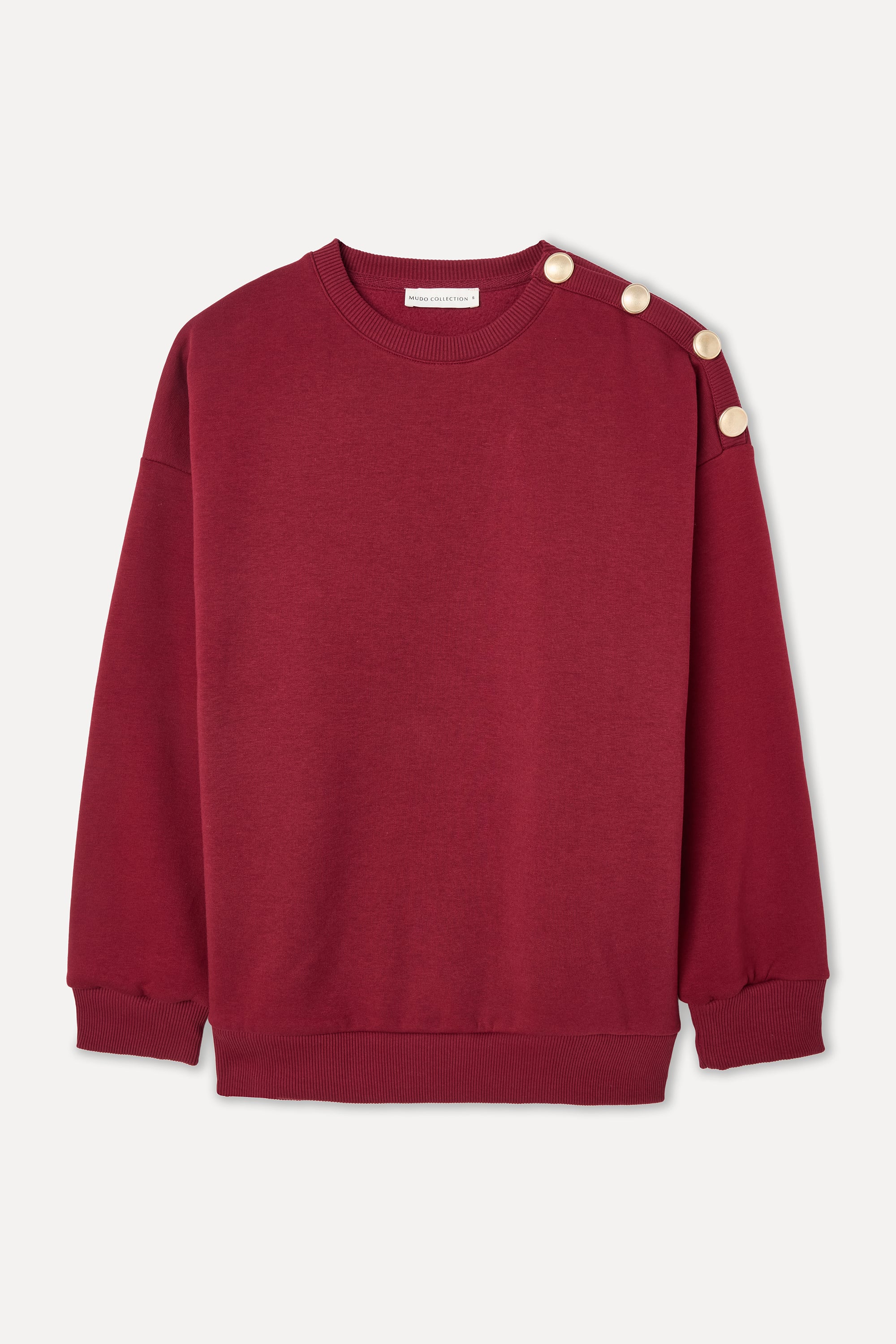 LOOSE FIT DÜĞME DETAYLI BİSİKLET YAKA SWEATSHIRT