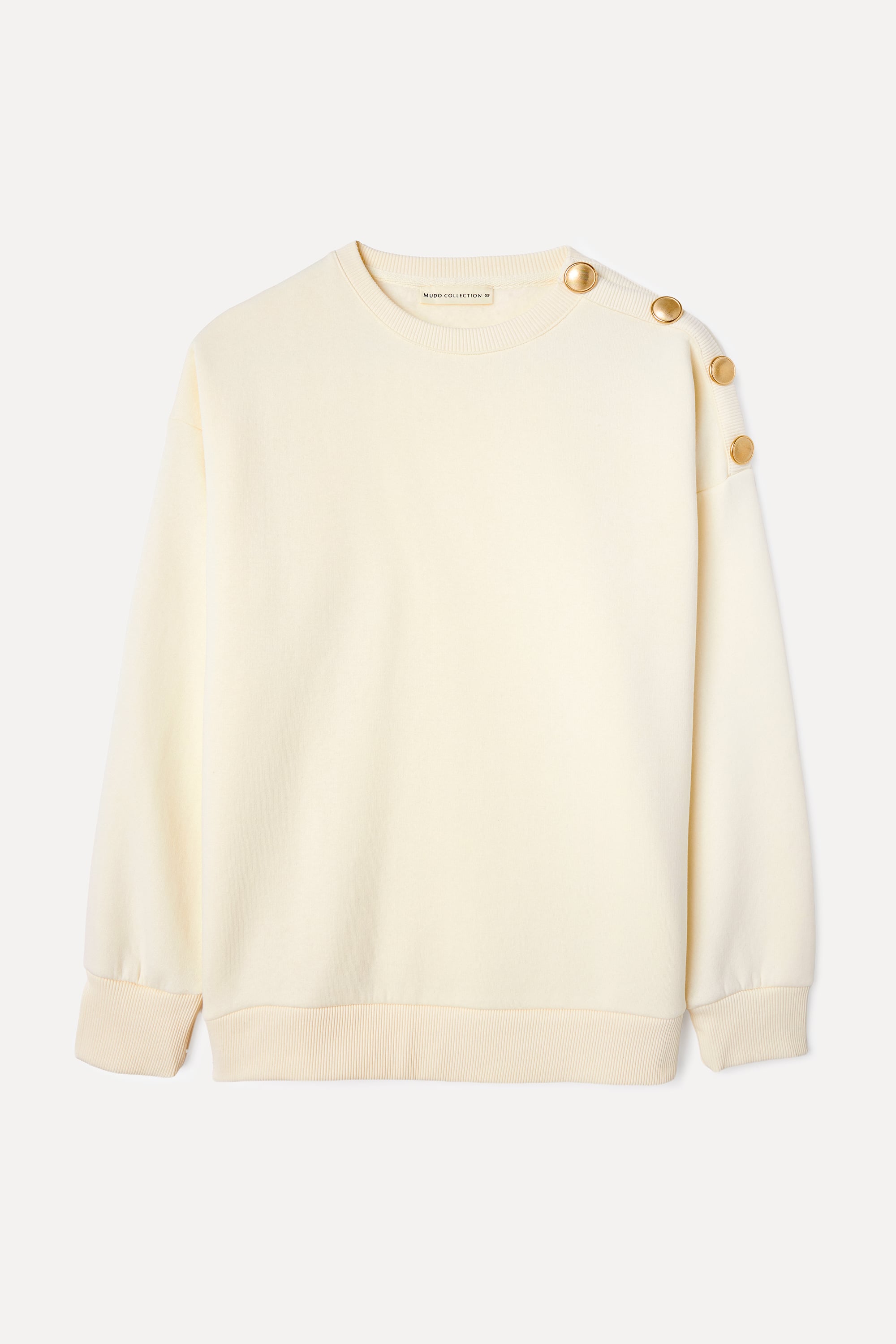 LOOSE FIT DÜĞME DETAYLI BİSİKLET YAKA SWEATSHIRT