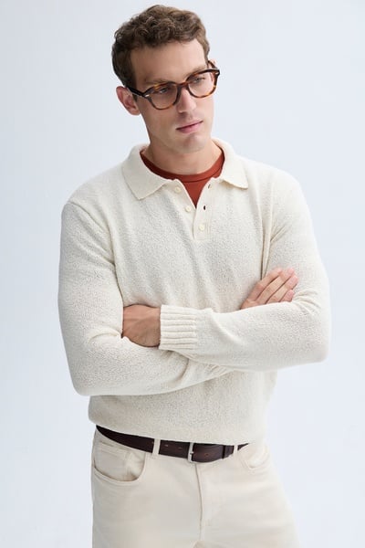 Mudo Bej Polo Yaka Triko Kazak