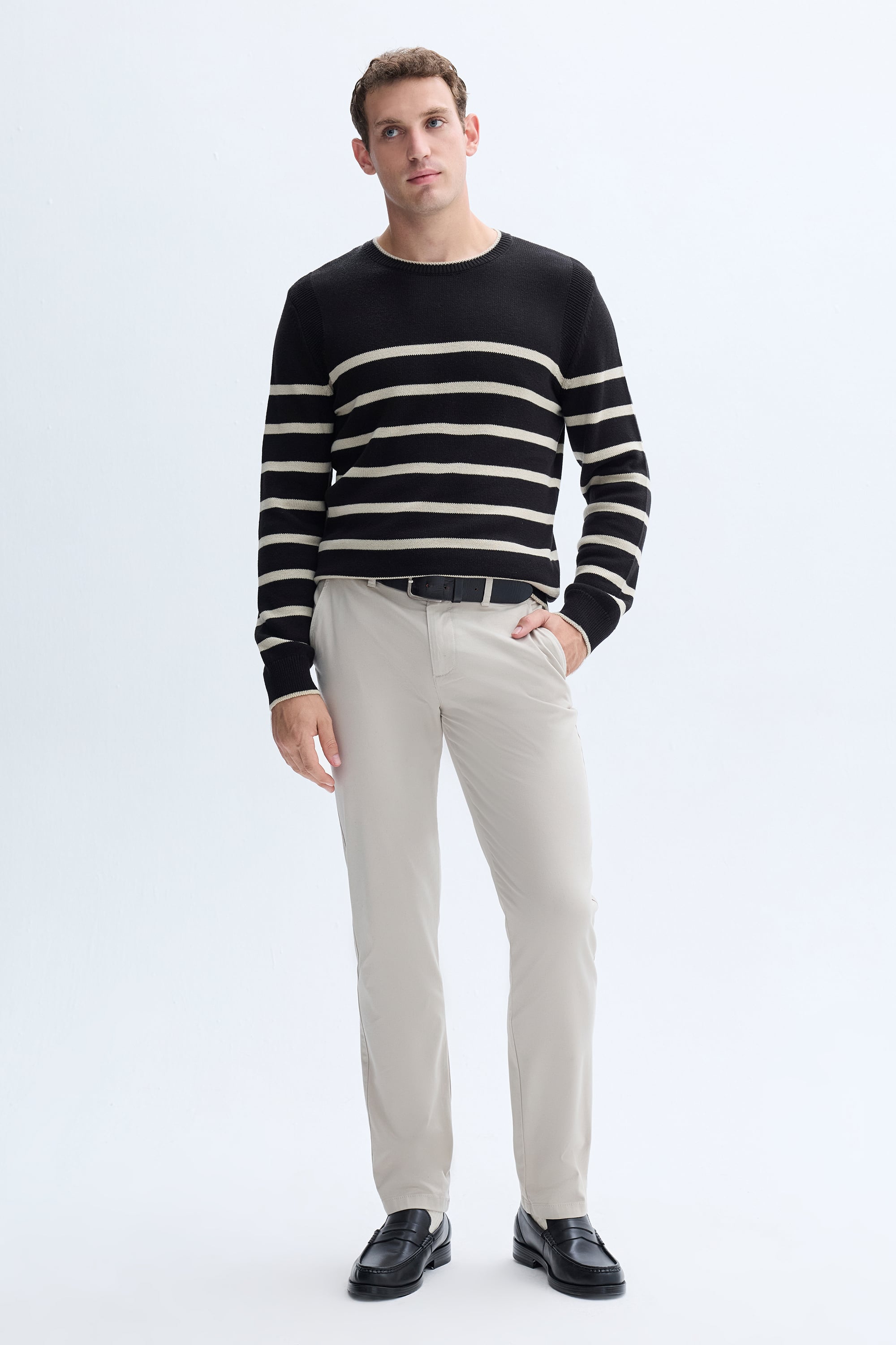 ÇİZGİLİ BİSİKLET YAKA TRİKO KAZAK