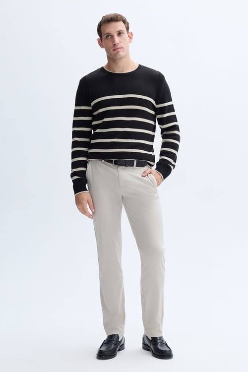 ÇİZGİLİ BİSİKLET YAKA TRİKO KAZAK