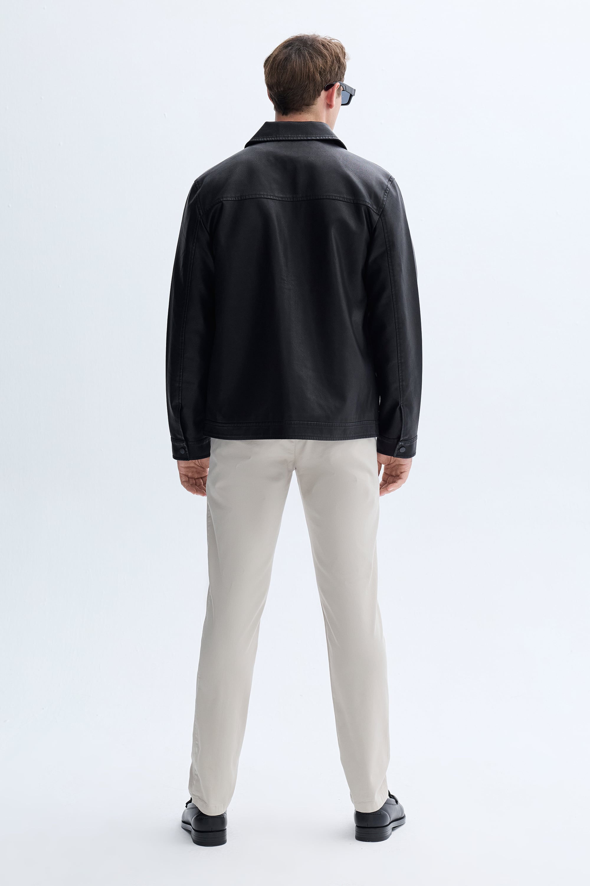 DERİ GÖRÜNÜMLÜ CASUAL CEKET