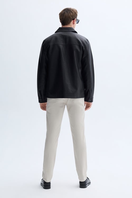 DERİ GÖRÜNÜMLÜ CASUAL CEKET