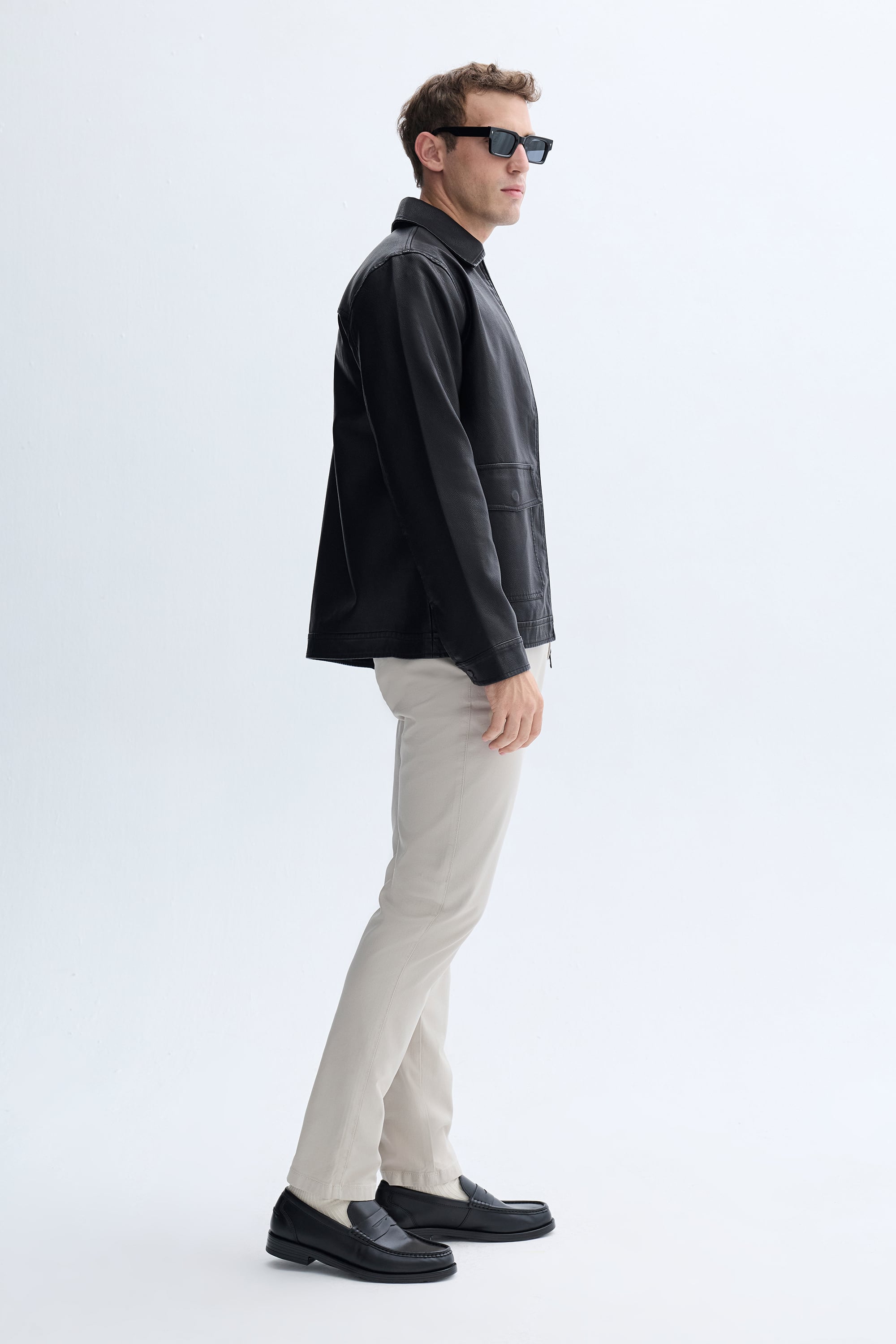 DERİ GÖRÜNÜMLÜ CASUAL CEKET