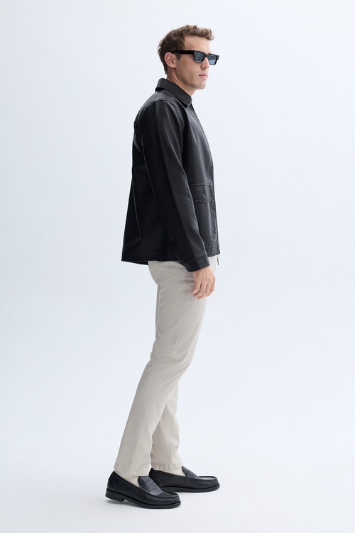 DERİ GÖRÜNÜMLÜ CASUAL CEKET