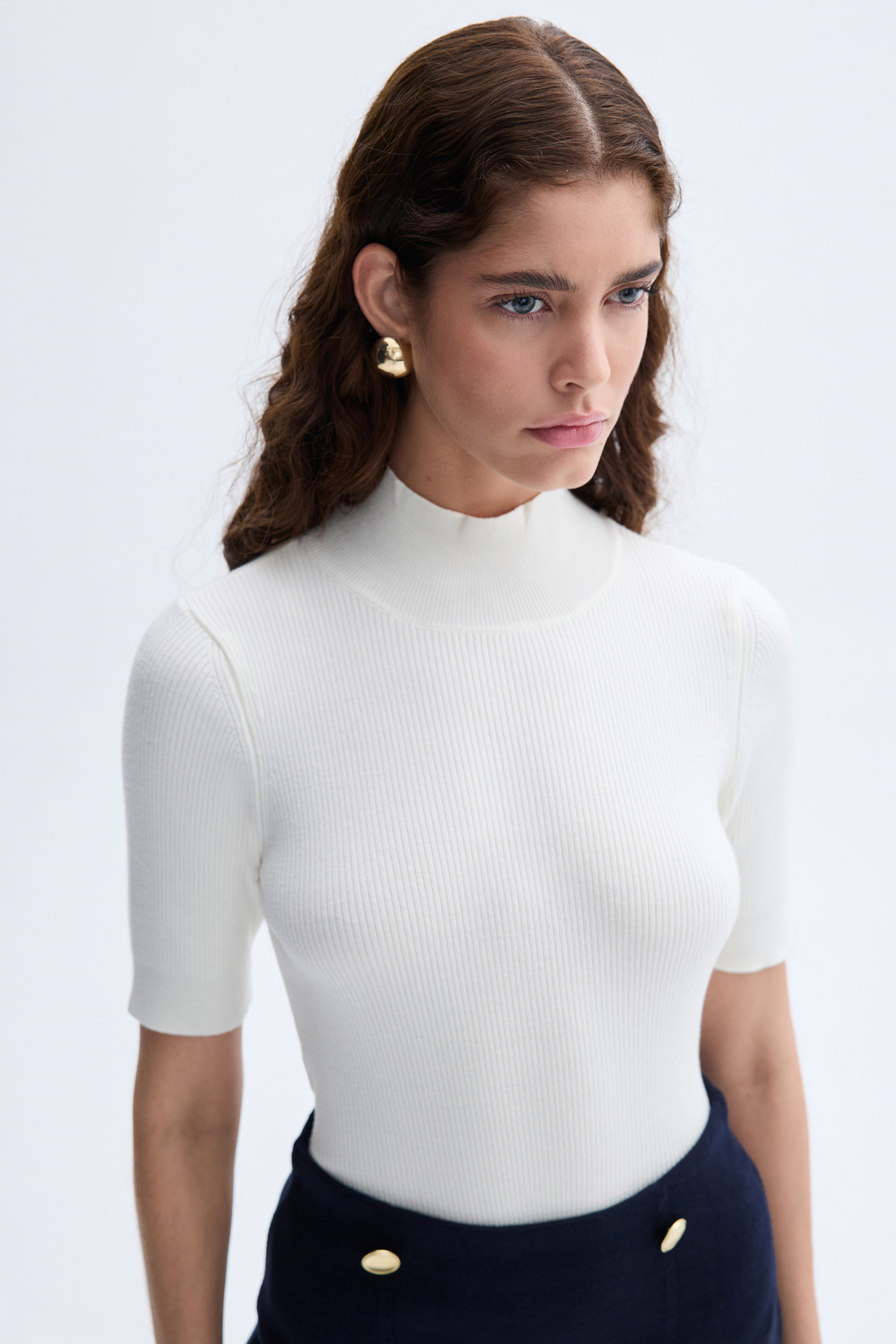 FITTED DİK YAKA 3/4 KOL TRİKO KAZAK