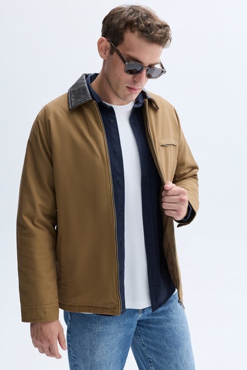 YAKA DETAYLI FERMUARLI CASUAL CEKET