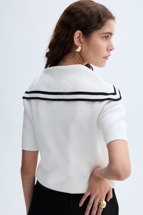 POLO YAKA DÜĞME DETAYLI TRİKO KAZAK