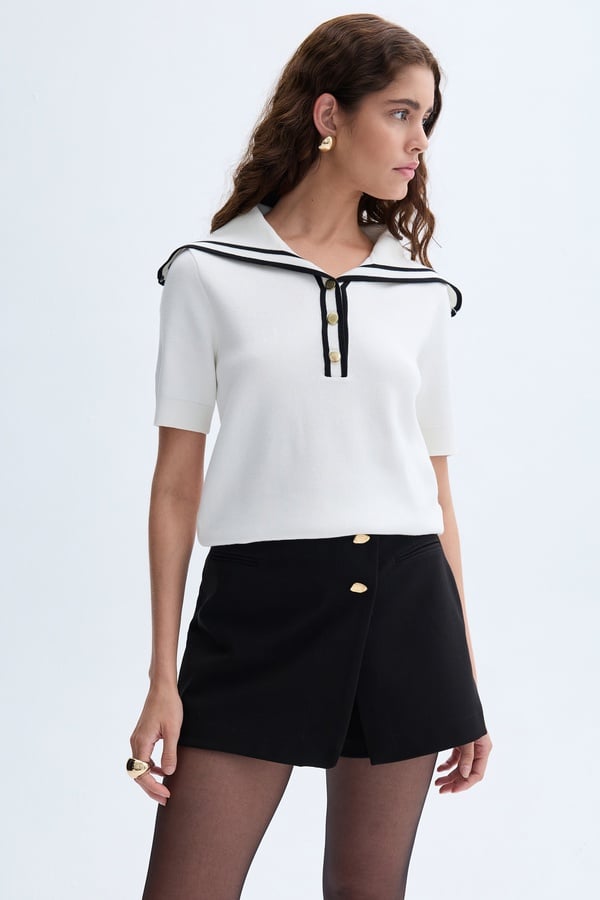 POLO YAKA DÜĞME DETAYLI TRİKO KAZAK