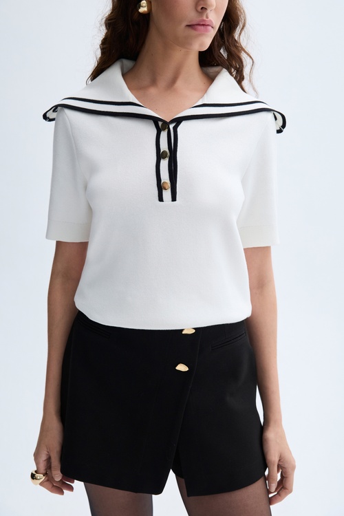 POLO YAKA DÜĞME DETAYLI TRİKO KAZAK