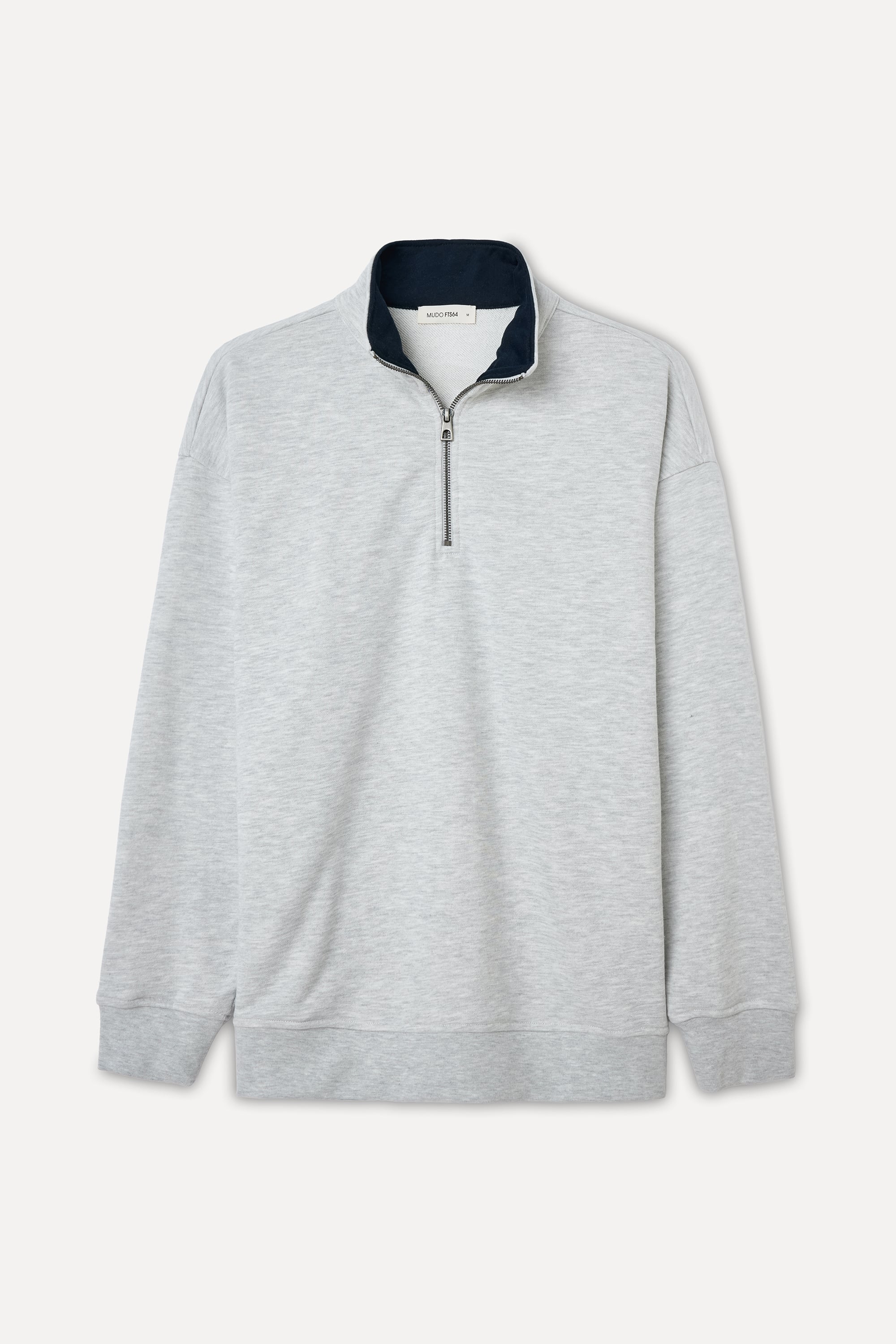 FERMUARLI DİK YAKA OVERSIZE SWEATSHIRT