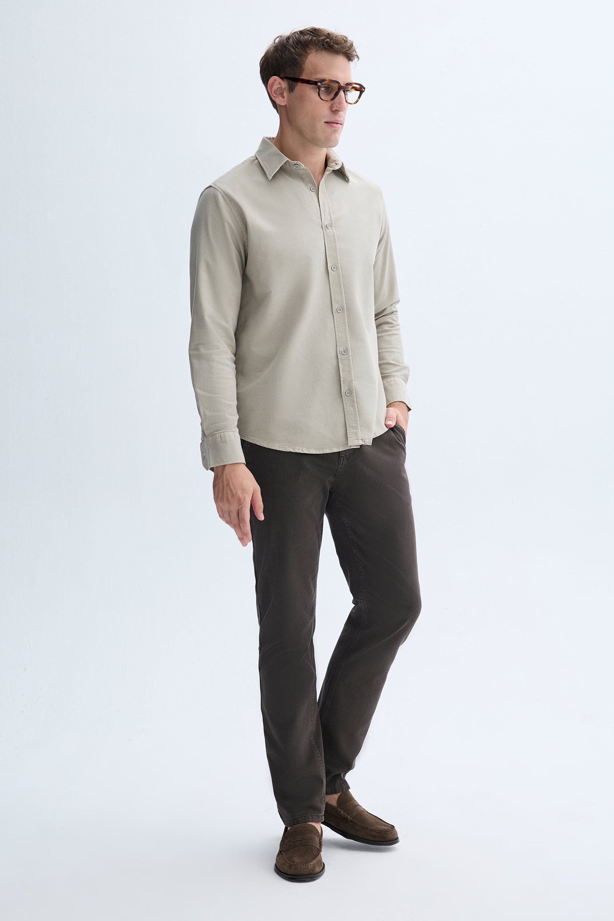 LİYOSEL KARIŞIMLI REGULAR FIT UZUN KOLLU GÖMLEK