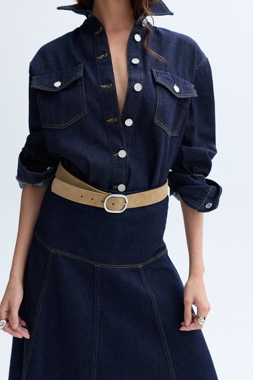 DİKİŞ DETAYLI CEPLİ JEAN GÖMLEK