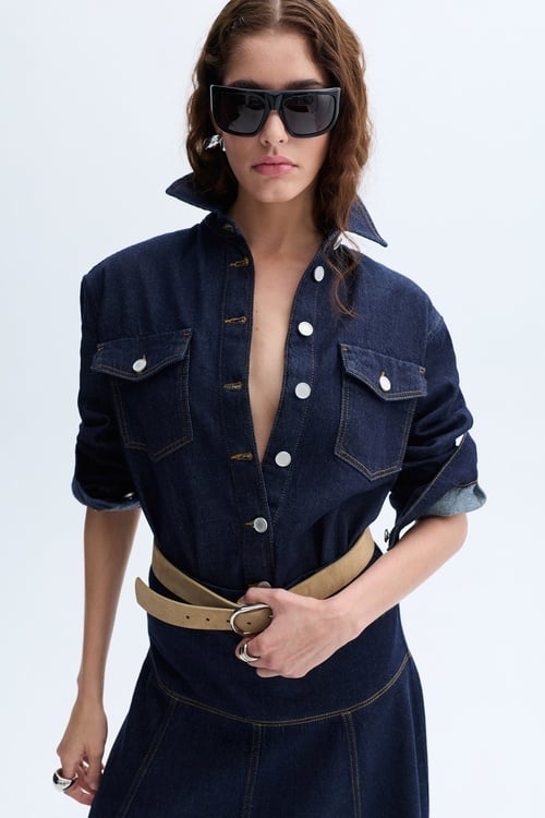 DİKİŞ DETAYLI CEPLİ JEAN GÖMLEK