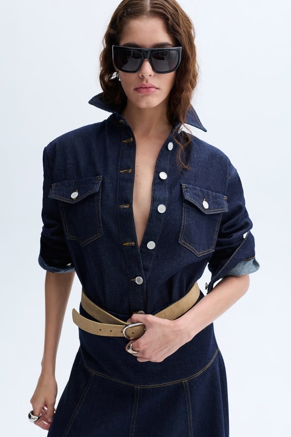 DİKİŞ DETAYLI CEPLİ JEAN GÖMLEK