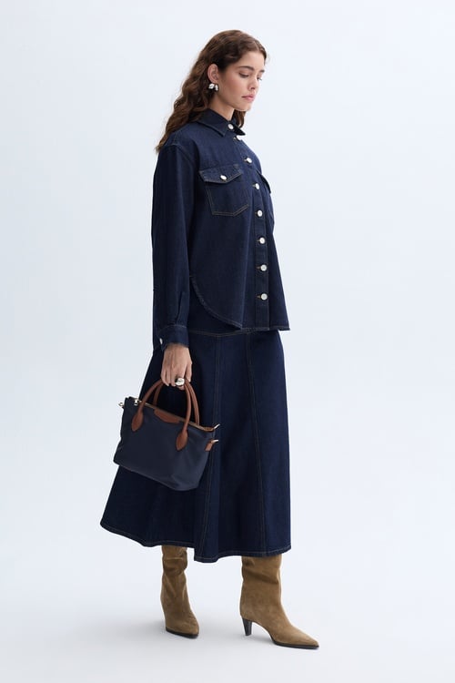 DİKİŞ DETAYLI CEPLİ JEAN GÖMLEK