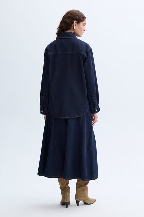 DİKİŞ DETAYLI CEPLİ JEAN GÖMLEK