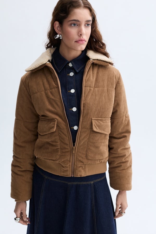 KÜRK YAKA KADİFE DOKULU MONT CEKET