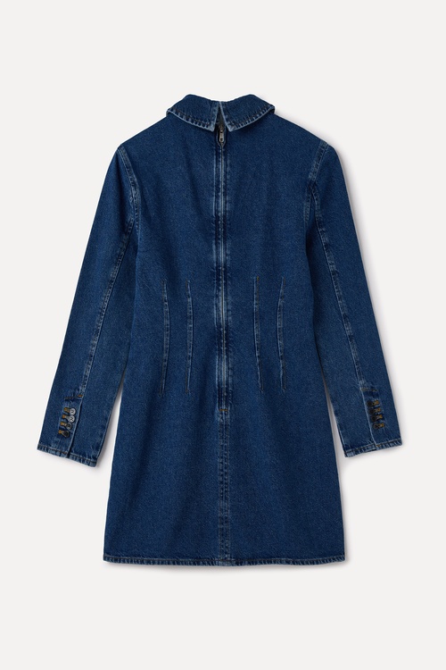  UZUN KOLLU MİNİ JEAN ELBİSE