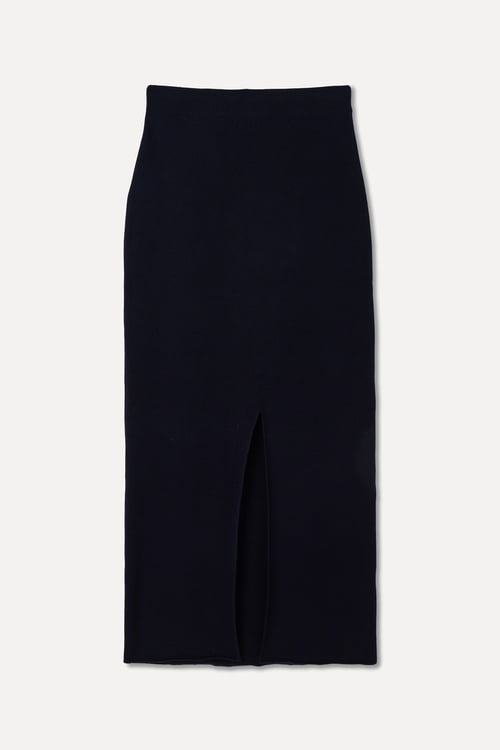  DÜĞME DETAYLI TRİKO MİDİ ETEK