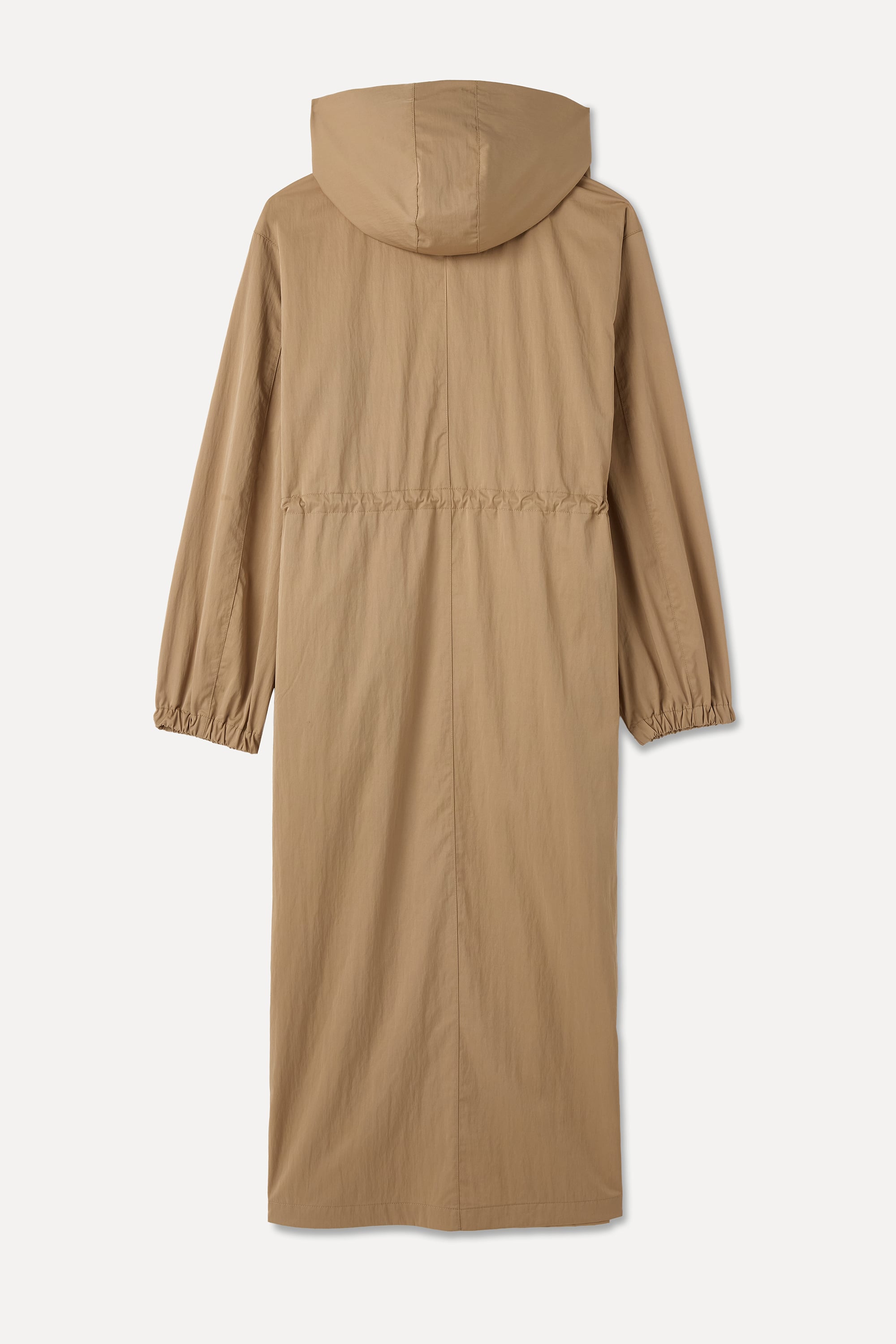 KAPÜŞONLU BELİ BAĞLAMALI UZUN YAĞMURLUK