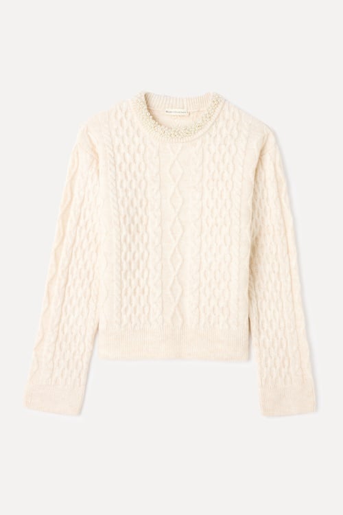 İNCİLİ BİSİKLET YAKA KAZAK